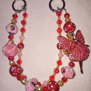 Pink Fairy with moving Legs. Purse Chain